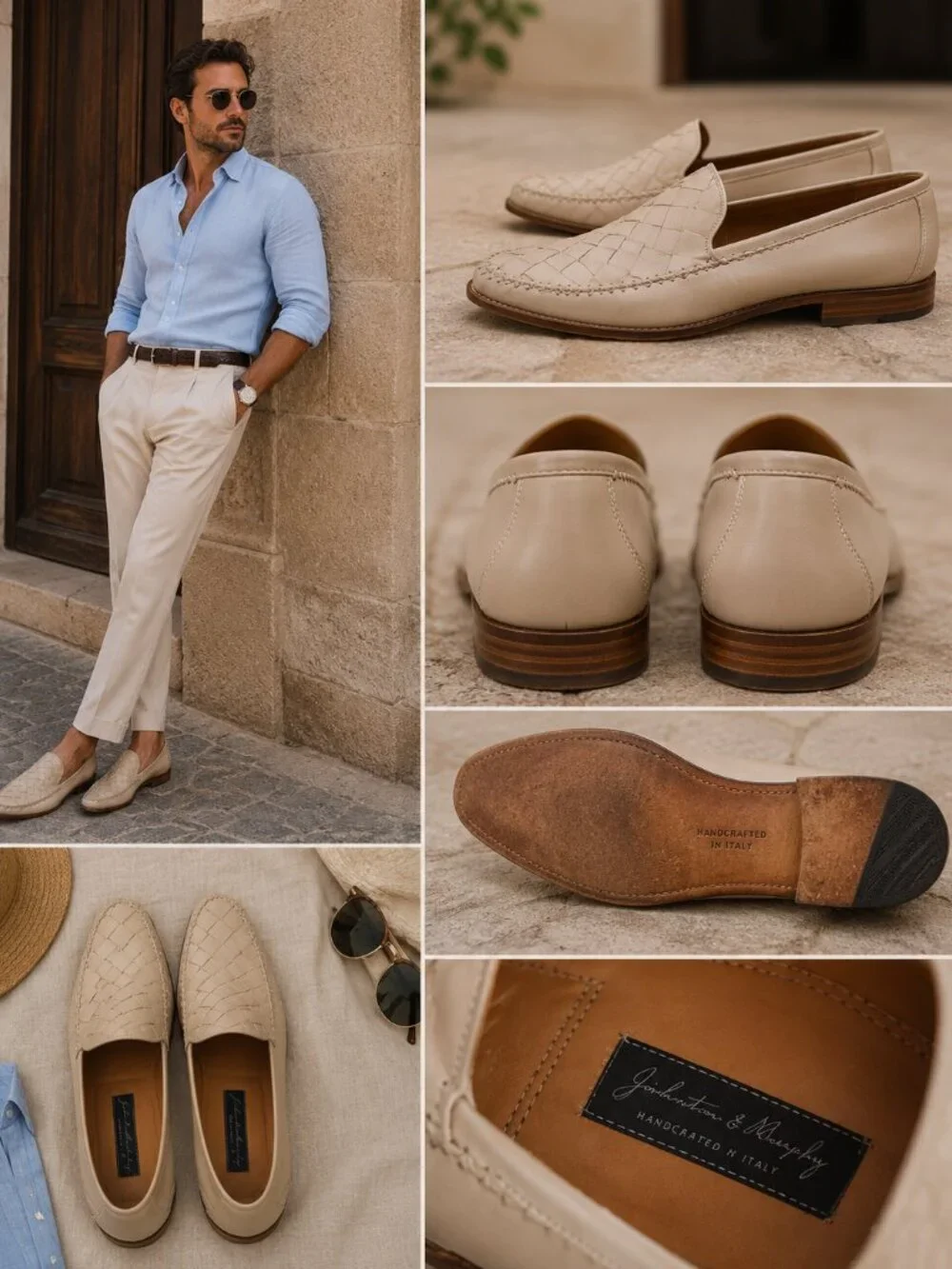 Johnston & Murphy Woven Leather Loafers Italy Men’s 10.5